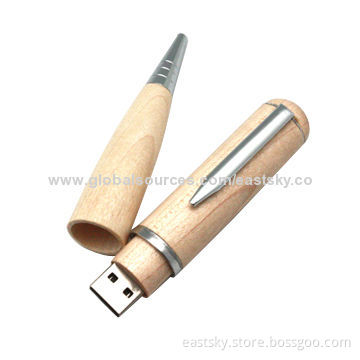 Custom Wood Pen Shape Flash Drive, Deft Configuration, Shockproof and Moisture-proof, Wood and MetalNew